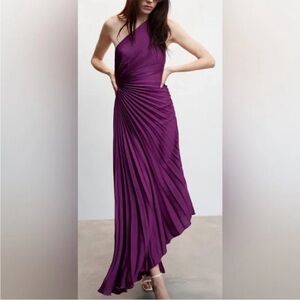 Mango One-Shoulder Purple Dress
